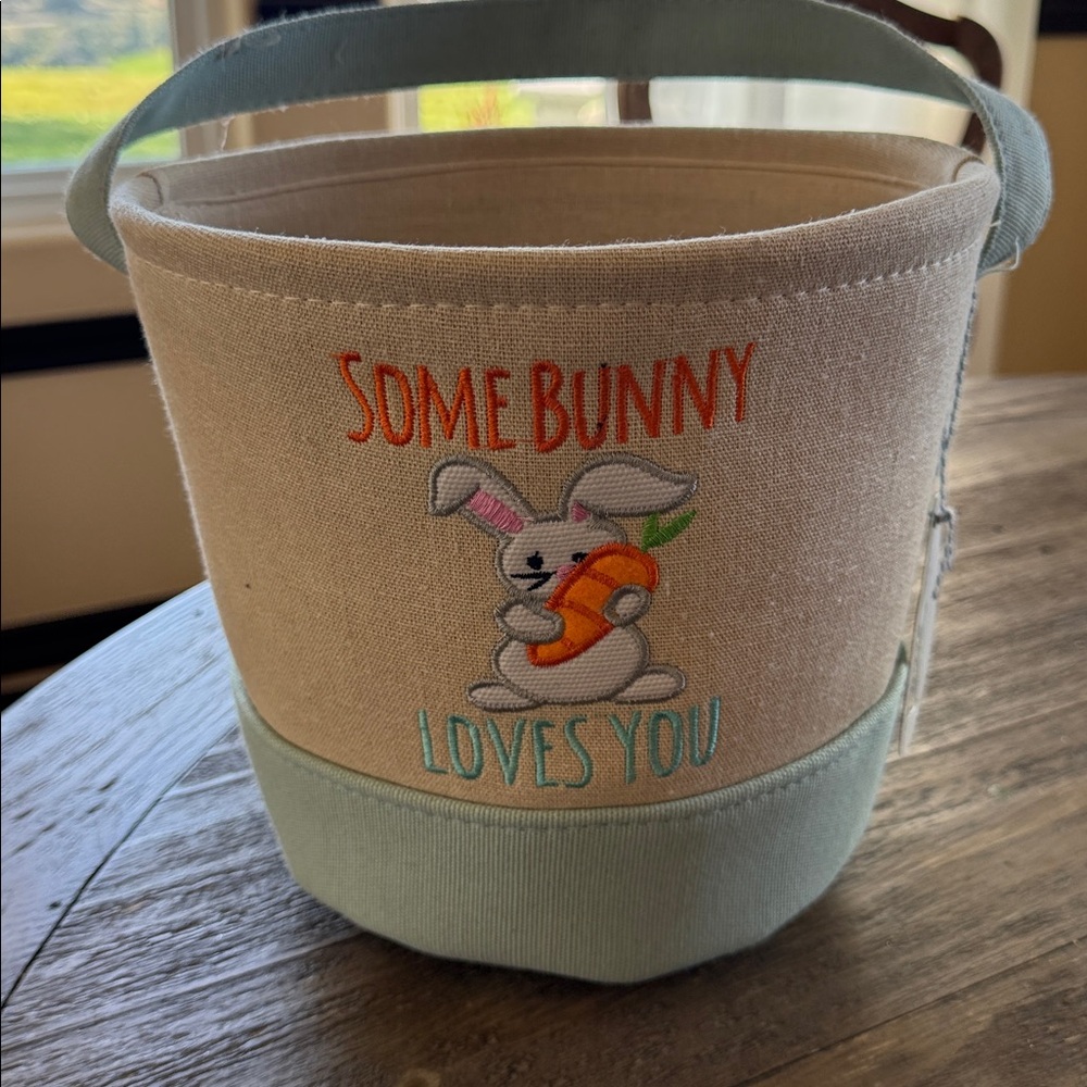 “Some Bunny Loves You” Blue Easter Basket NWT